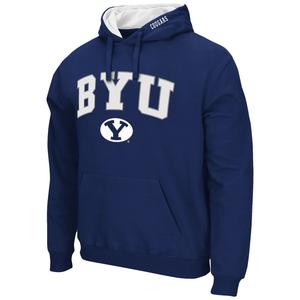 Мужской темно-синий пуловер с капюшоном BYU Cougars Arch & Logo 3.0 Colosseum