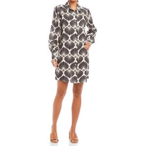 Льняное платье-рубашка с рукавами буф в принте Karen Kane, Print