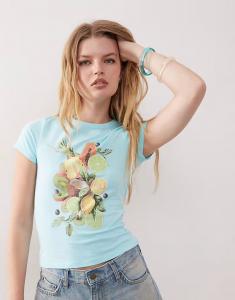 Детская футболка с фруктовым принтом COLLUSION синего цвета