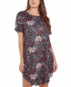 Женская ультрамягкая ночная рубашка с коротким рукавом и цветочным принтом iCollection, черный