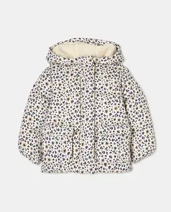 Пуховик для девочки с капюшоном, подкладка из искусственного меха, принт по всей поверхности Kids El Corte Inglés, белый