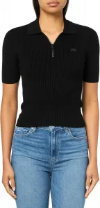 Lacoste Women's Core Collection Relaxed Fit Half Zip Short Sleeve 3D Knit Sweater