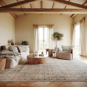 Nuloom Barilas Окантованный ковер 275 x 366 см с машинной стиркой для гостиной спальни столовой, beige