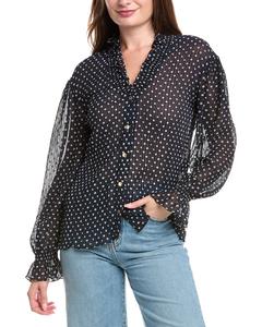 Сорочка Sandro плиссированная, синий