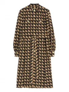 Платье миди с поясом и принтом Valentino Garavani, черный