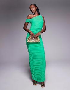 Асимметричное сетчатое платье мидакси AFRM насыщенного зеленого цвета