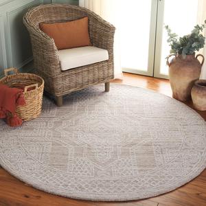 SAFAVIEH коллекция Ebony ковер, 183 x 183 см, Beige & Ivory, ручной работы шерсть, идеально для гостиной, спальни, домашнего офиса, столовой (EBN142B-6R)