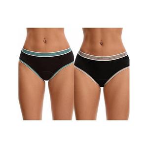 2 пачки женских трусиков с контрастной окантовкой и принтом, mid rise, leak proof Inspire Chic, Green Beige