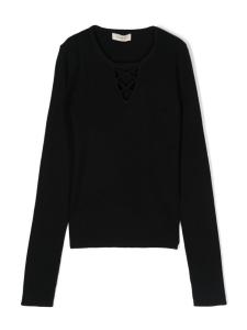 TWINSET Kids свитер с перекрещивающимися деталями в рубчик, черный