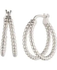 Серьги-Кольца из стерлингового серебра с бусинами Lauren Ralph Lauren, rhodium