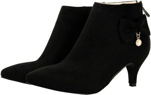 Женские ботильоны Parisuit на невысоком каблуке с имитацией замши, заостренным носком и бантом на задней молнии, короткие вечерние ботинки