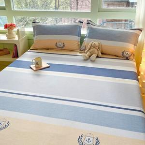 Yalu Простыня из чистого хлопка 160х230 см, комплект из 3 предметов (простыня и 2 наволочки), цвет Qingchun Jiini FF-100