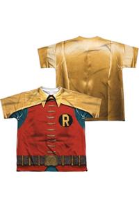 Классическая футболка с изображением Робина из сериала "Бэтмен" (принт спереди и сзади), короткий рукав, детская, полиэстер Gildan, белый