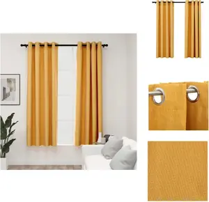 Плотные шторы с люверсами, под лен, 2 шт., желтые, 140 x 175 см - Шторы и портьеры vidaXL