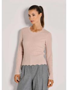 MADELEINE Легкий вискозный свитер с волнистым краем бледно-розового цвета