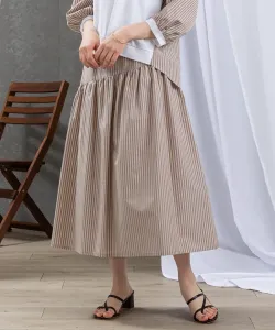 Полосатая юбка со сборками Studio Picone, цвет Camel (215)