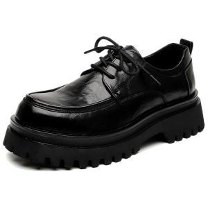 WEISHIBANGWEI Мужские повседневные кожаные туфли черные на увеличение роста, цвет Black Height Increasing