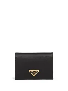Кошелек из сафьяновой кожи с логотипом Prada, черный