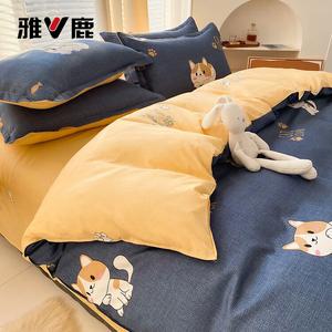 Yalu Комплект постельного белья 1.5 м, 4 предмета, пододеяльник 150×200 см, 100% хлопок, цвет Naigao Mao Lan