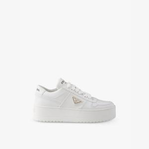 Кроссовки Downtown Bold на кожаной платформе с низким верхом Prada, белый