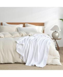 Хлопковое жаккардовое одеяло/плед, 50 x 70 дюймов Egyptian Linens, White