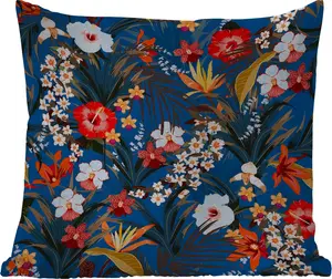 Подушка для улицы - Цветочная - Гибискус - Тропическая - Узорчатая - 50x50 см - Устойчива к погодным условиям - Подушка для отдыха - Удобная - Подушка с изображением MuchoWow