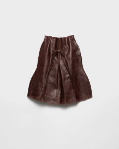 Кожаная миди-юбка Prada, темно-коричневый