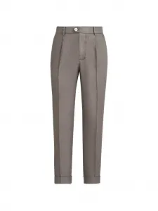 Окрашенные после изготовления брюки из льняной габардины со складкой Brunello Cucinelli, коричневый