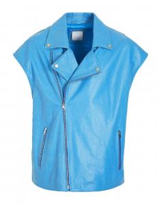 Кожаная куртка-косуха без рукавов большого размера 7 By Yoox, голубой