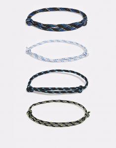 Набор из 4 браслетов-шнуровок разных цветов Asos Design, мультиколор