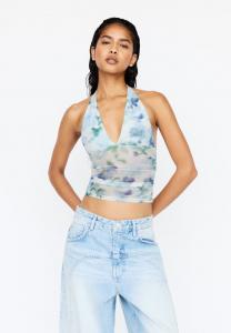 Топ PULL&BEAR FLORAL HALTER, Blue
