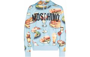 Принтованный дафл худи MOSCHINO, синий