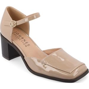 Туфли на широком каблуке Evangeline Journee, patent/taupe