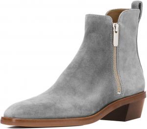 Женские ботильоны FOWT с квадратным носком, на щиколотку, с массивным низким каблуком, короткие ботинки, молния с обеих сторон, обувь для повседневной носки, размеры 4-16 US, Grey