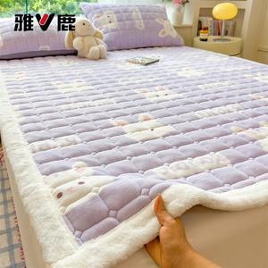 Yalu Стеганый матрас из молочного вельвета 200х220 см, цвет White Rabbit Purple, мягкий и дышащий