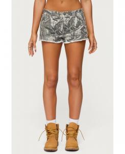 Женские джинсовые шорты Joyce с низкой посадкой и камуфляжным рисунком Edikted, Olive