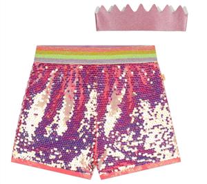 Блестящие шорты с короной в разноцветных пайетках Billieblush, мультиколор