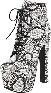 Женские ботильоны Trendenzy с ультра высоким каблуком, на шнуровке, с массивным каблуком и платформой, сексуальные, Snakeskin