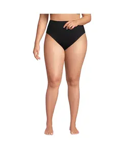 Женские плавки-бикини с высокой талией и высоким вырезом без застежек Lands' End, черный