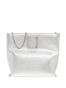 Клатч из кожи с декором trompette Roger Vivier, серебристый
