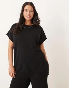 Футболка ASOS DESIGN Curve трикотажная, черного цвета Asos Curve