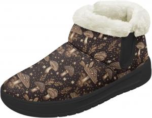 Женские зимние ботинки на низком каблуке, водонепроницаемые, легкие, теплые, с плюшевой отделкой, противоскользящие модные ботинки, размеры 36-44 Quxjehoe, Mushroom