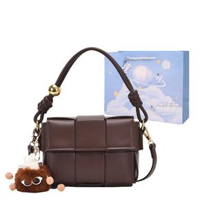 Duoluplo Doron Paul Маленькая квадратная сумка через плечо кроссбоди клатч женская черная кофейная коричневая хаки, Coffee