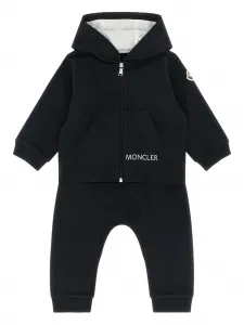 Комбинезон на молнии с вышитым логотипом Moncler Enfant, синий