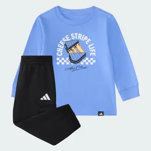 Спортивный костюм Adidas 2-Piece Long Sleeve Graphic Cotton Tee & Elastic Waistband Cargo Jogger Set, цвет Blue Fade