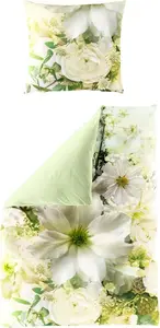 Комплект постельного белья JACK by Bierbaum Mako Satin Reversible, 135 x 200 см, 2 предмета, цветочный узор, лаймово-желтый, кремовый, цифровая печать