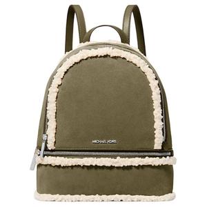 MICHAEL KORS Рюкзак Rhea из замши и искусственной шерсти средний женский olive green и beige