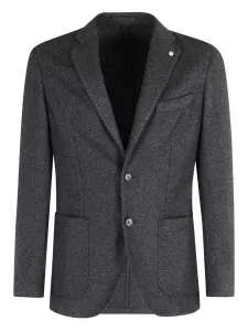 Блейзер с узором «елочка» на двух пуговицах l.b.m., серый