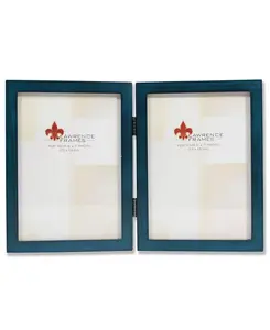 Двойная фоторамка из синего дерева на петлях - коллекция галереи - 5" x 7" Lawrence Frames, blue