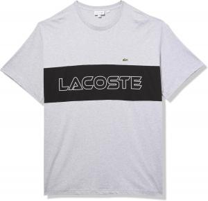 Мужская футболка Lacoste с V-образным вырезом и широким кроем из пима, Silver Chine/Black